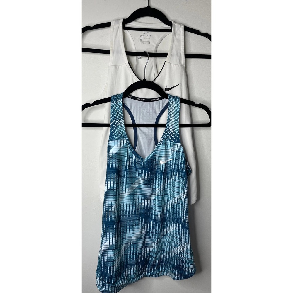 Nike Tank Top Womens S White Blue Set of 2 Dri-FIT NikeCourt Tenniscore Sporty